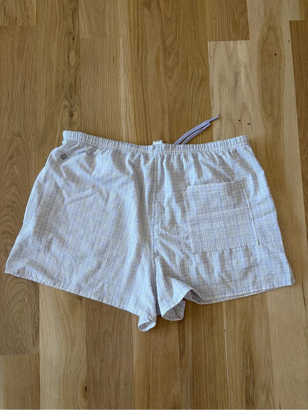 Lululemon Lavender Seersucker Check MR Pull-On Shorts XL